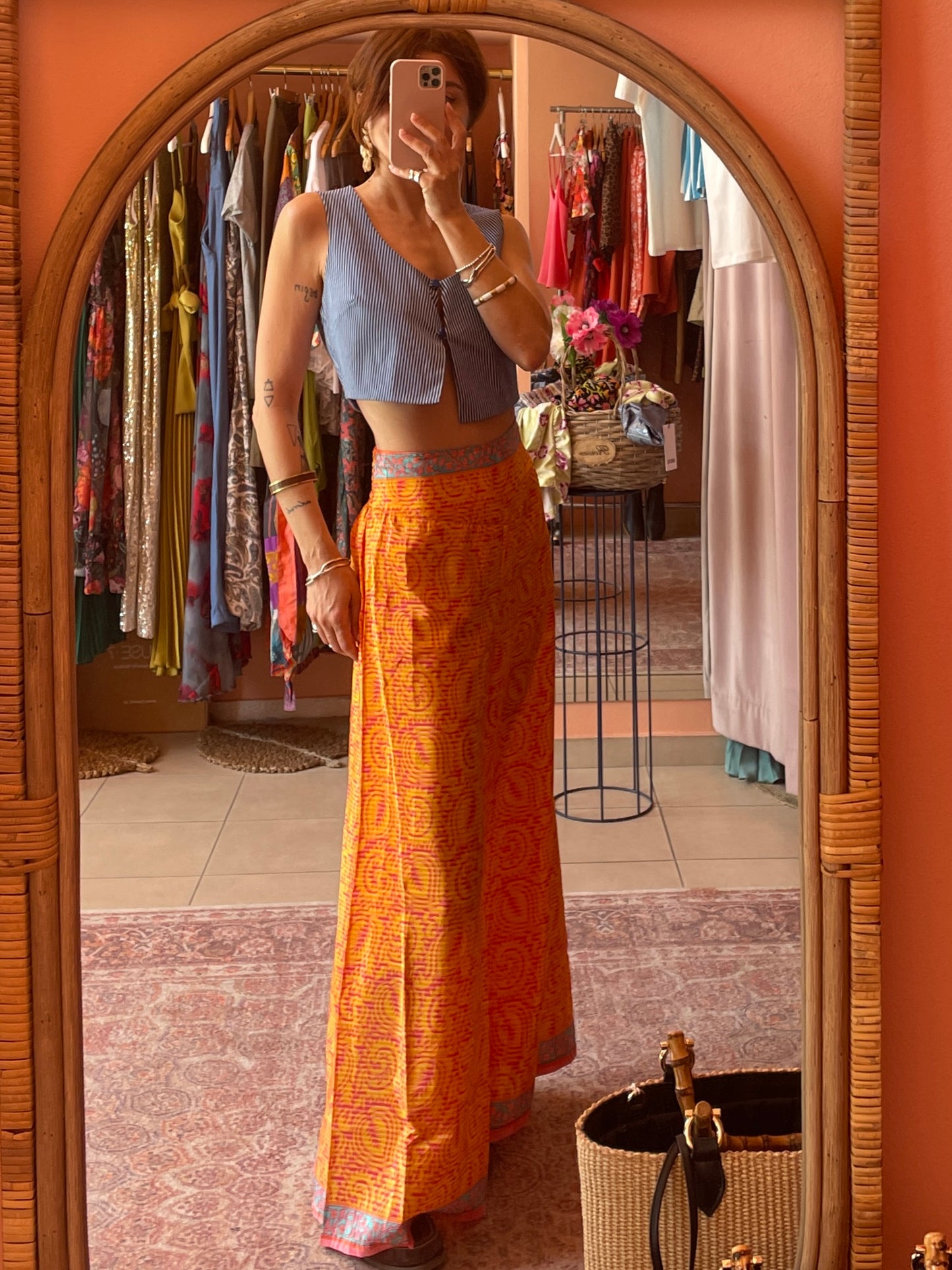 Silk Wide Pants (Orange)