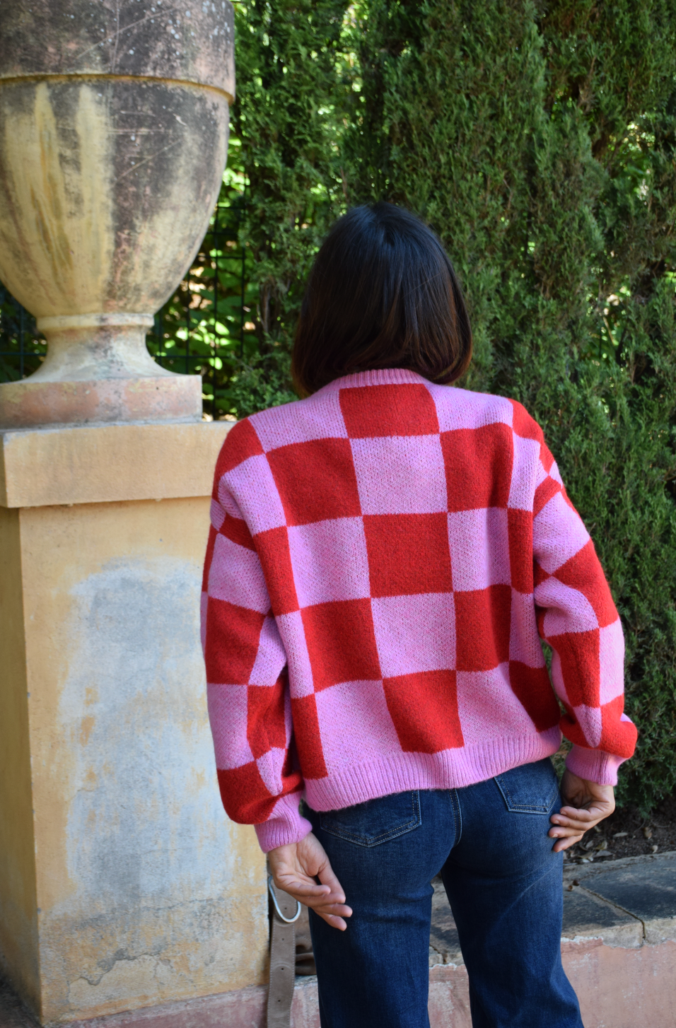 Valentina Knitted Cardigan (Red & Pink)