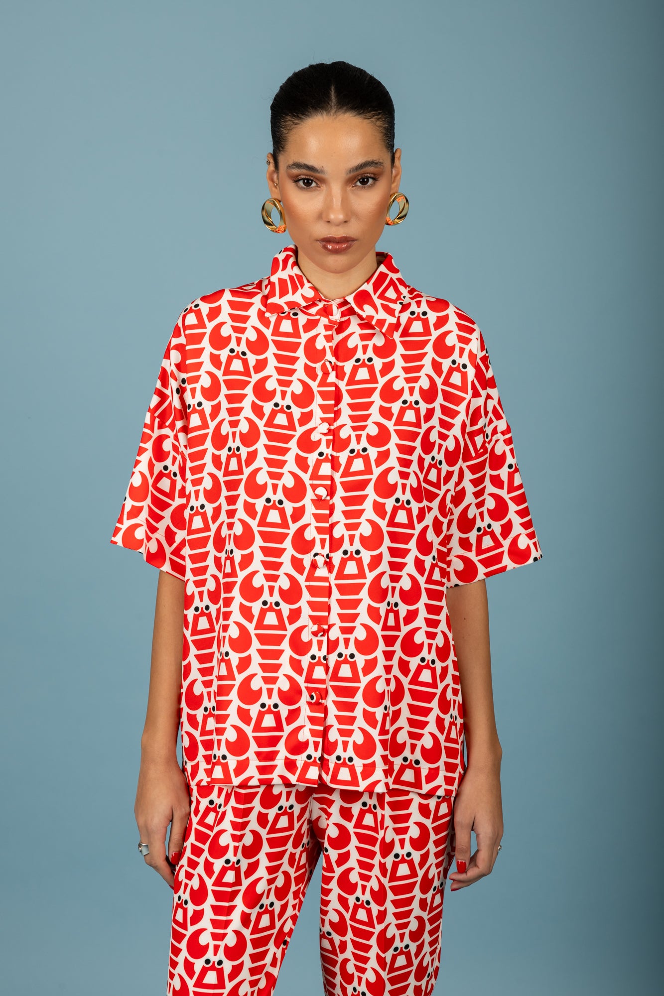 Agustin Oversized Shirt (Red)