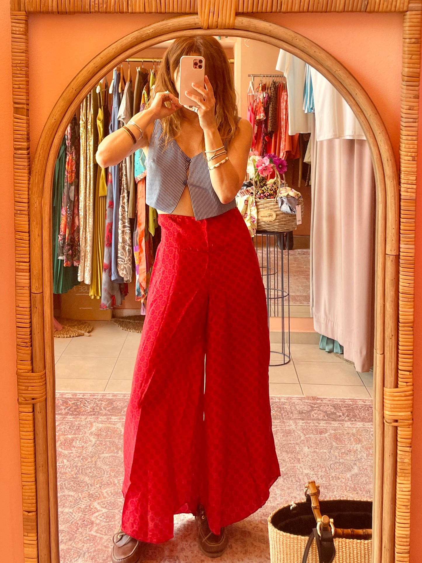 Silk Wide Pants (Red)