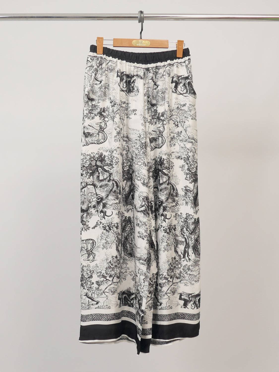 Printed Flowing Pants (Toile de Jouy Black)