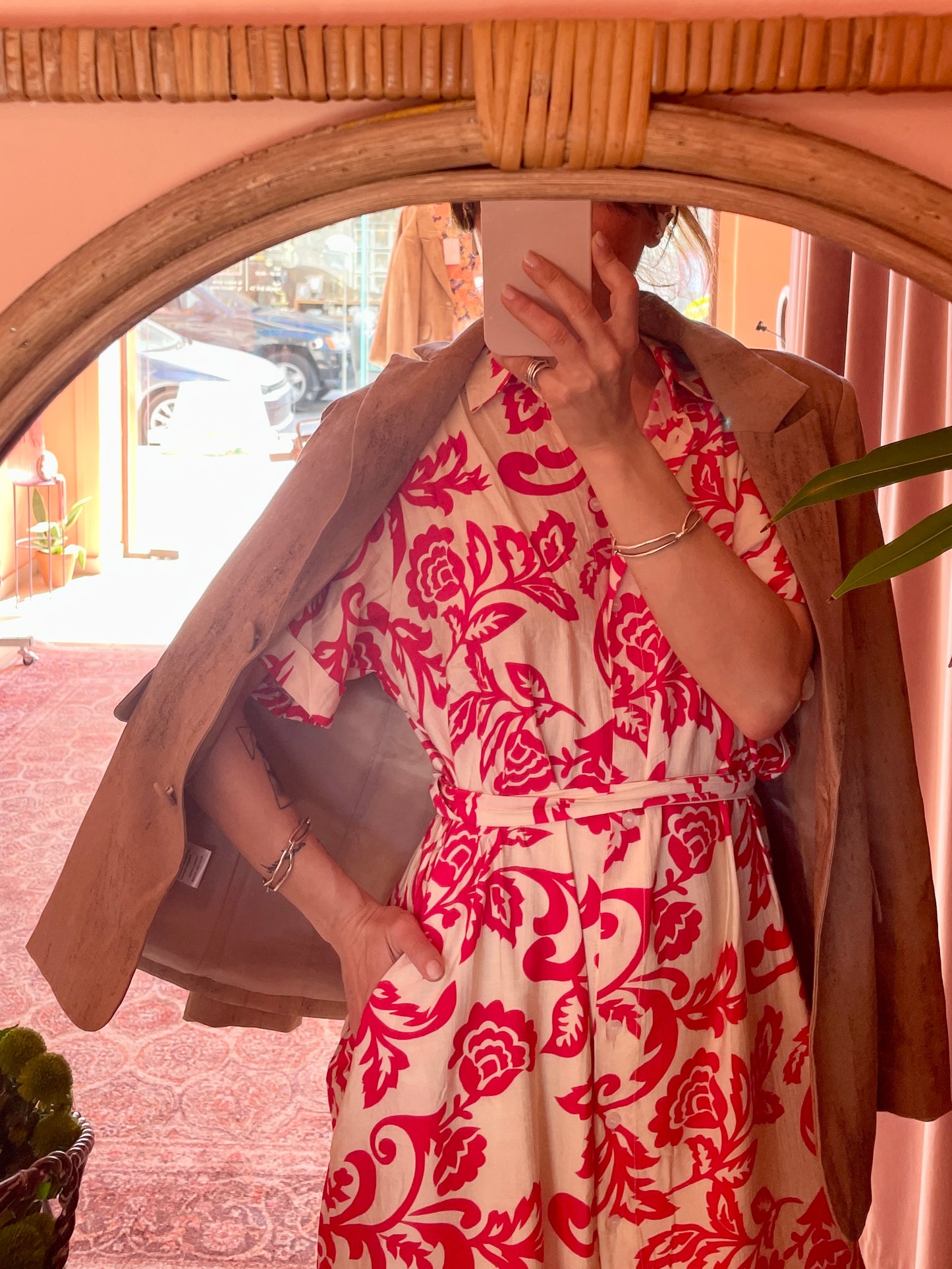 Floral Midi Shirtdress (Red)