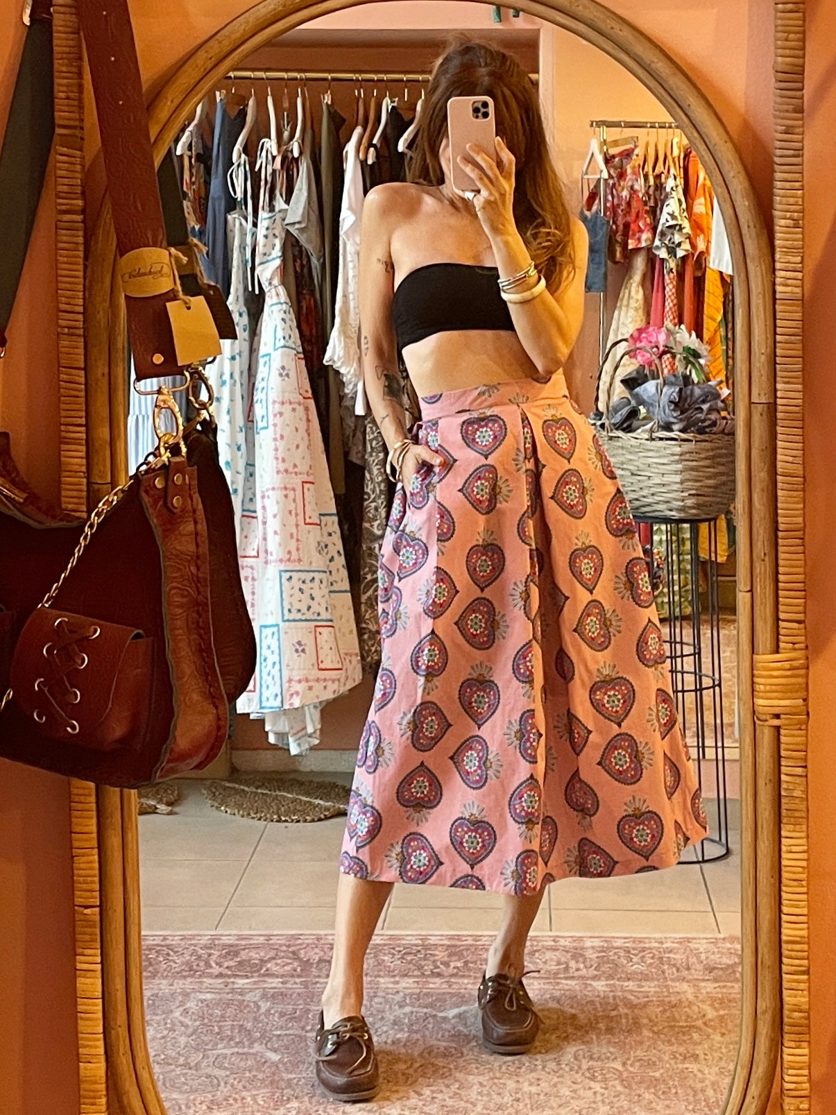 Cotton Printed Midi Skirt (Hearts)