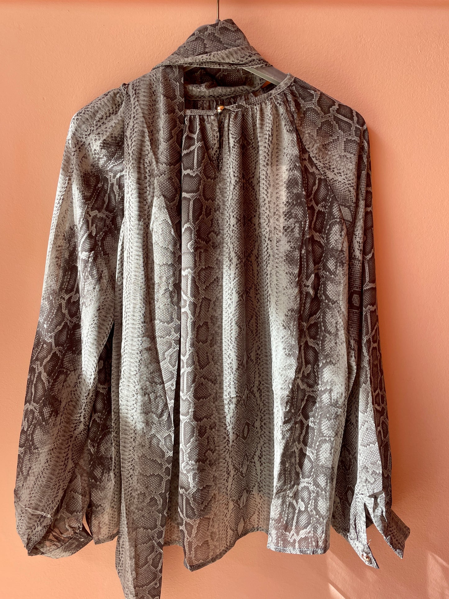 Sheer Oversized Blouse (Snake Grey)