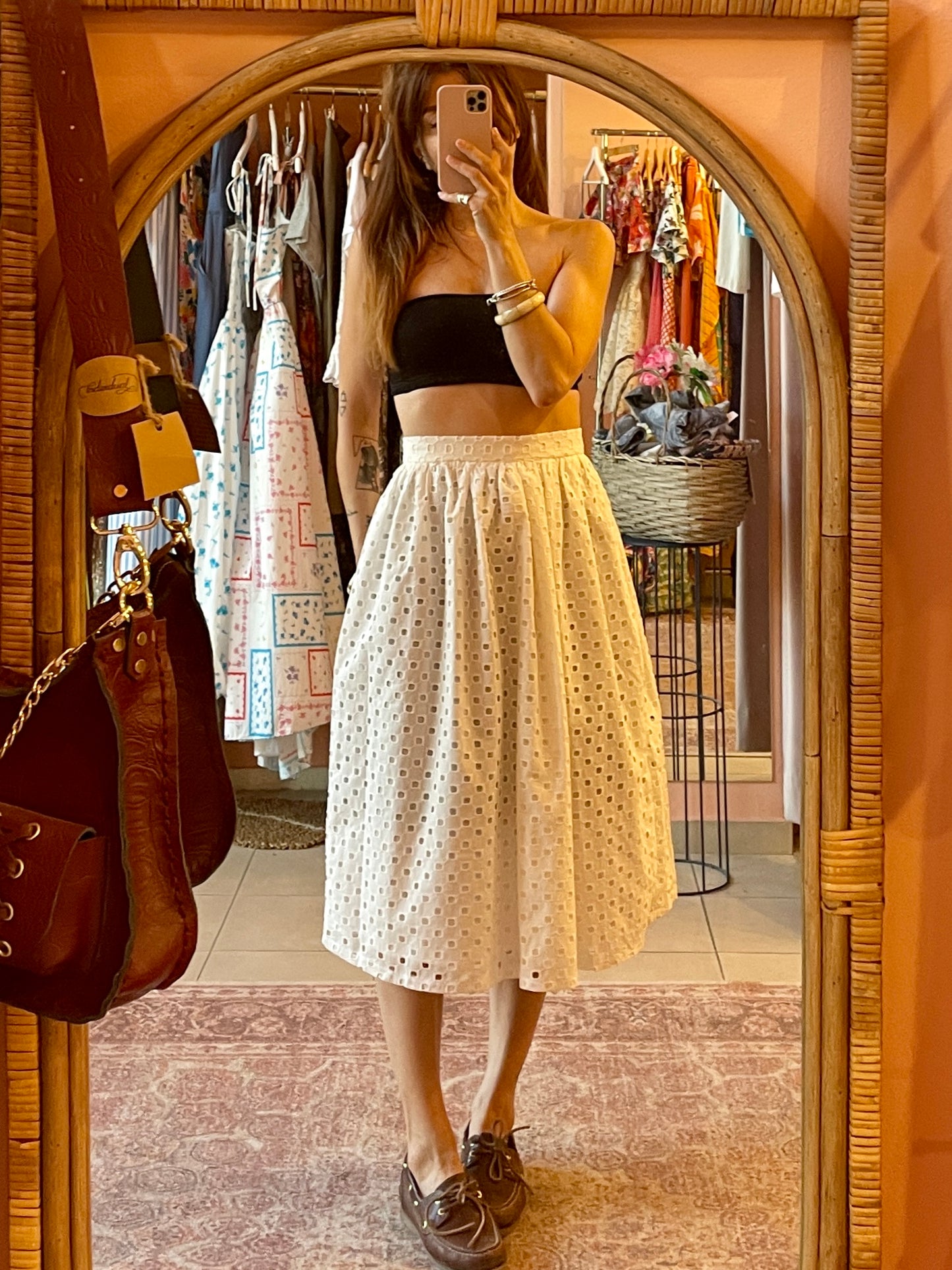 Lace Midi Skirt (White)