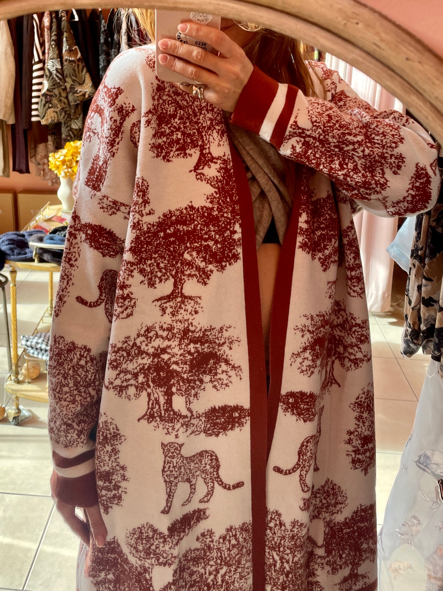 Long Knitted Cardigan - Terracotta