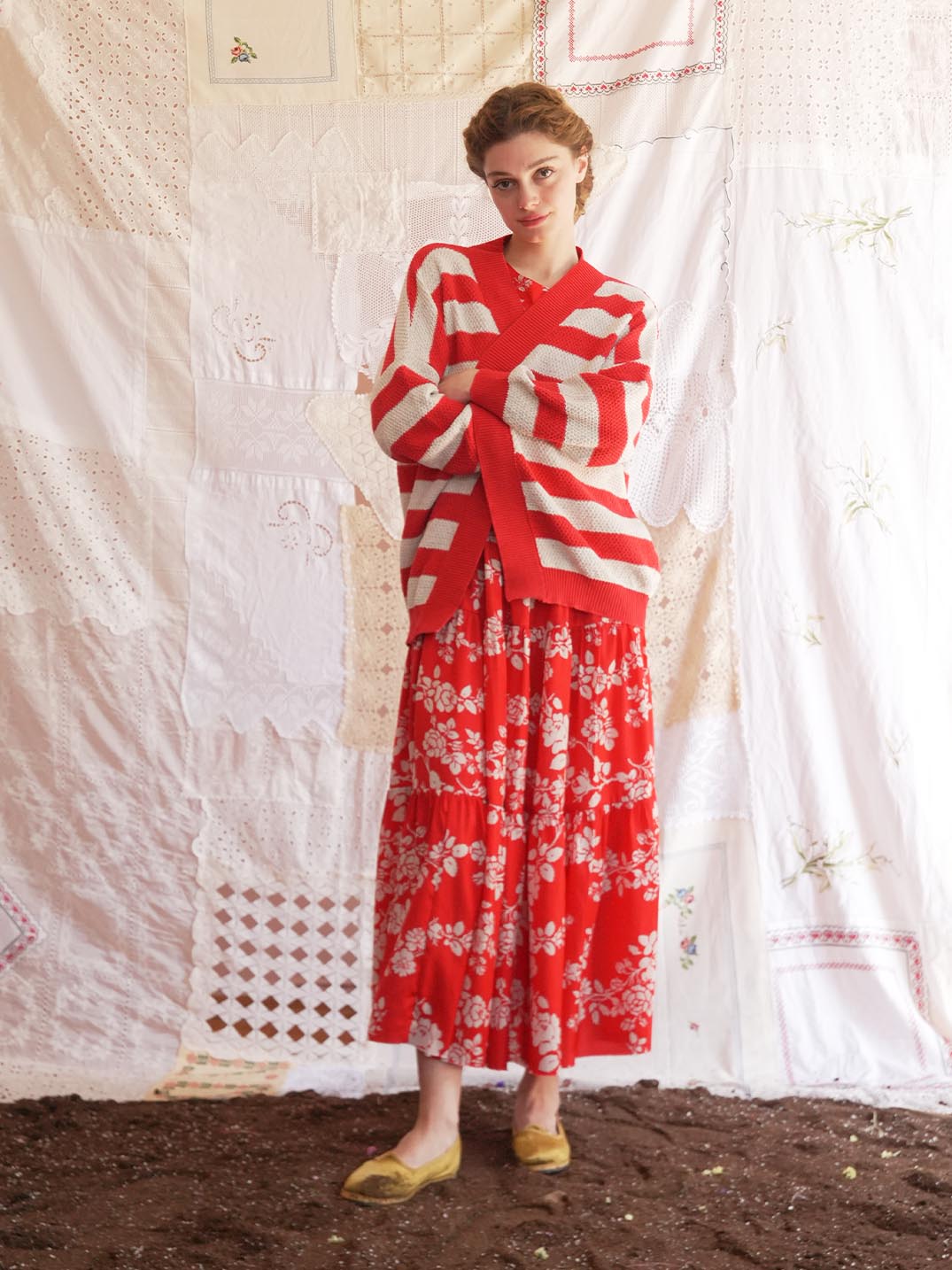 Harmonica Maxi Dress (red)