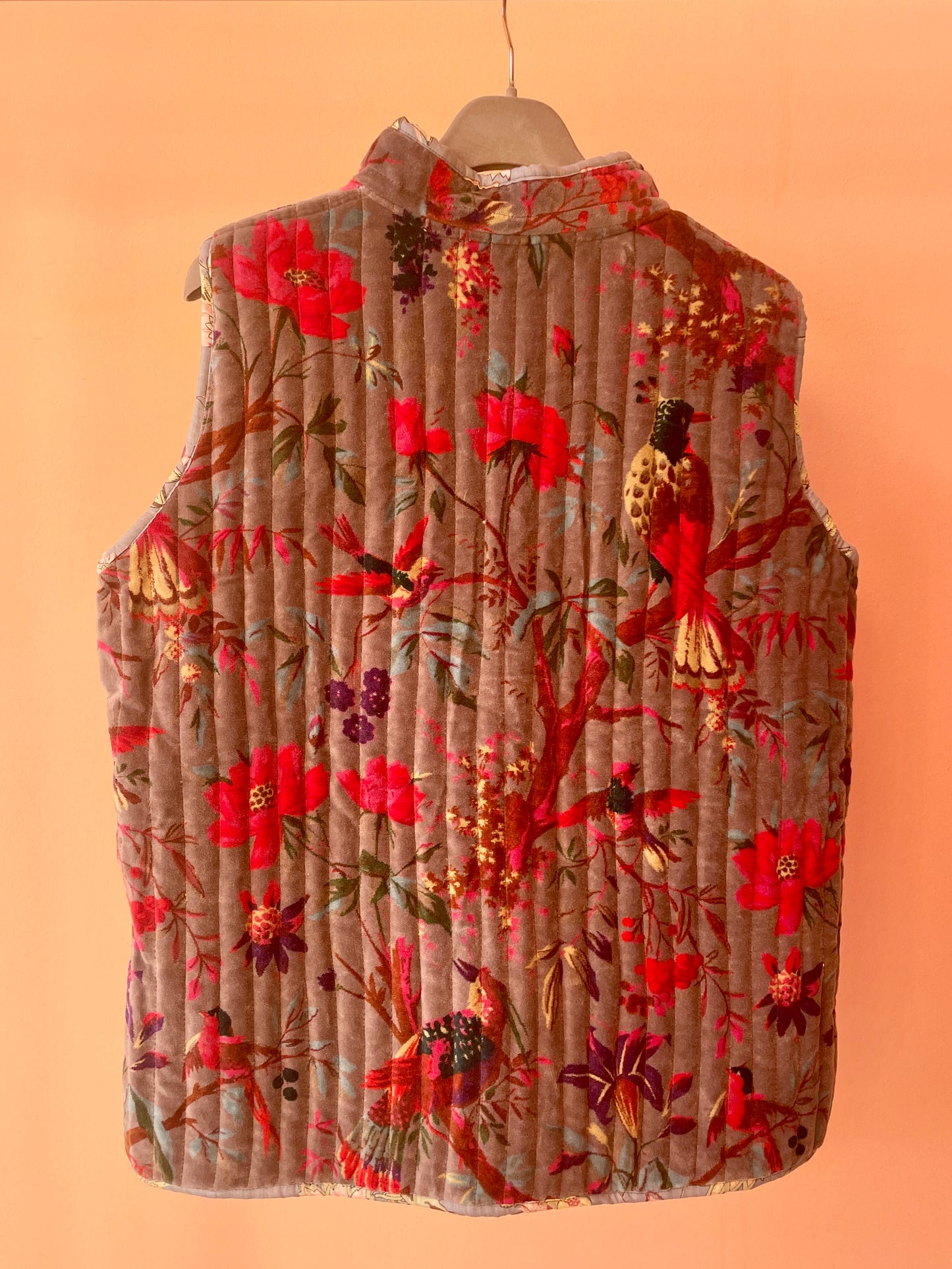 Cotton Double-Faced Vest (Flowers Grey)