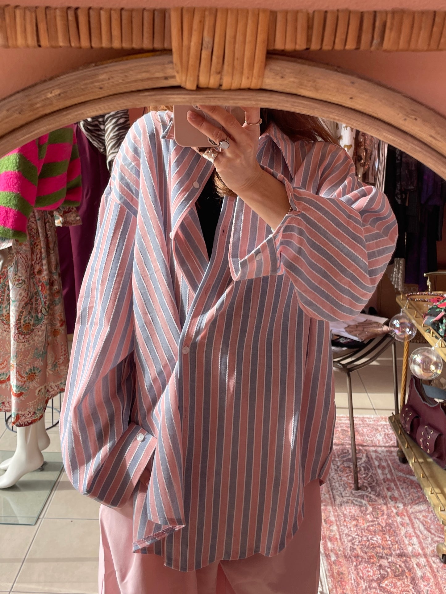 Cotton Oversized Shirt (pastel pink/blue)