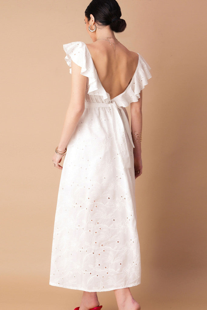 Luisa Embroidered Dress (White)