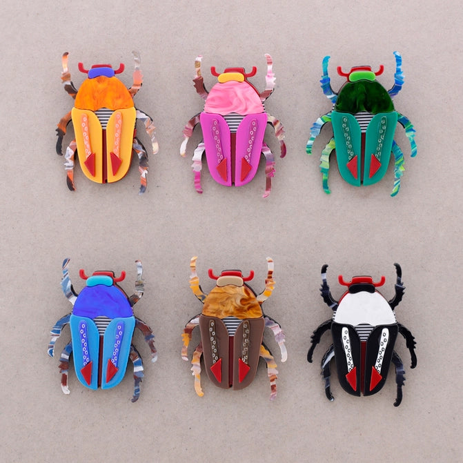 Beetle Resin Brooch (pink)