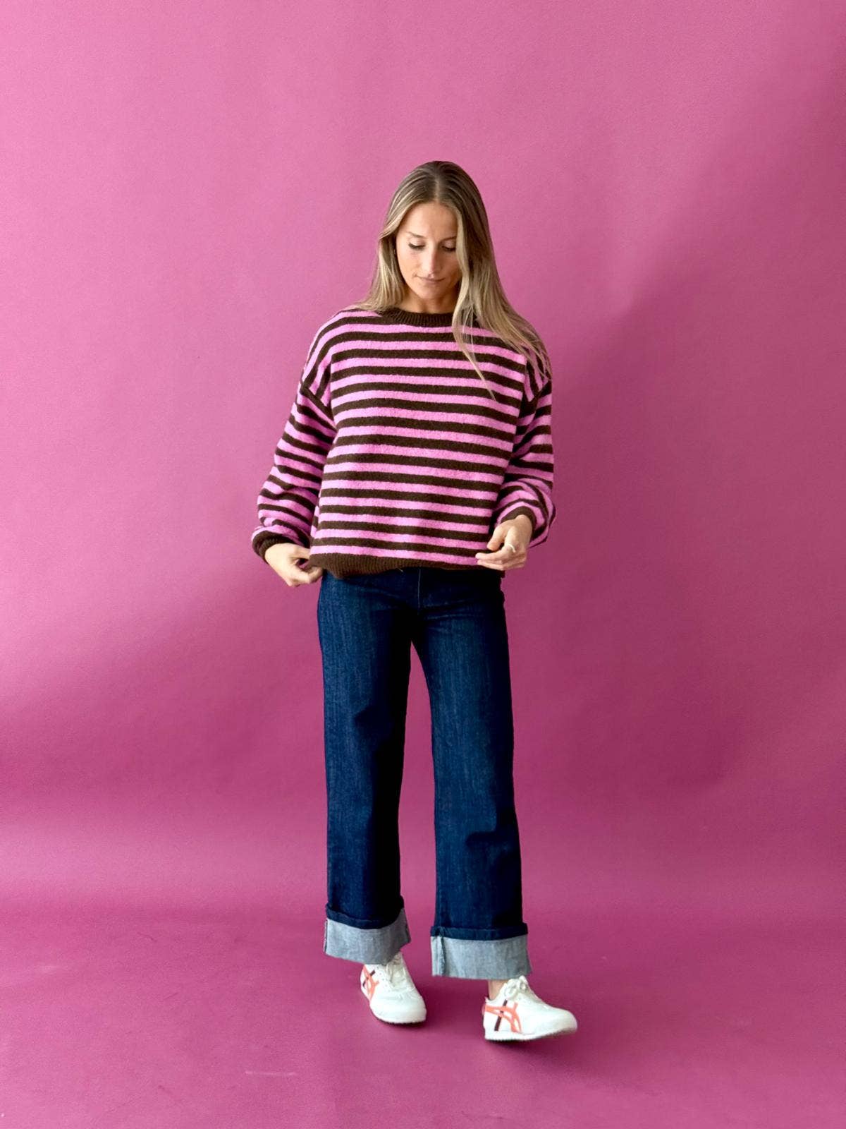 Pia Knitted Sweater (Brown/Pink)