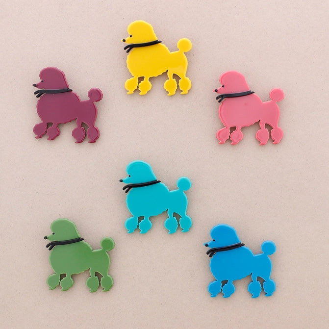 Poodle Resin Brooch (pink)