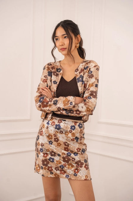 Sequinned Short Skirt (floral)