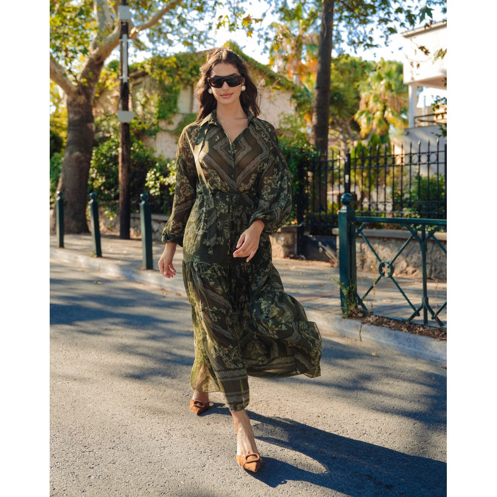 Crosstown Skirt (Green Paisley)