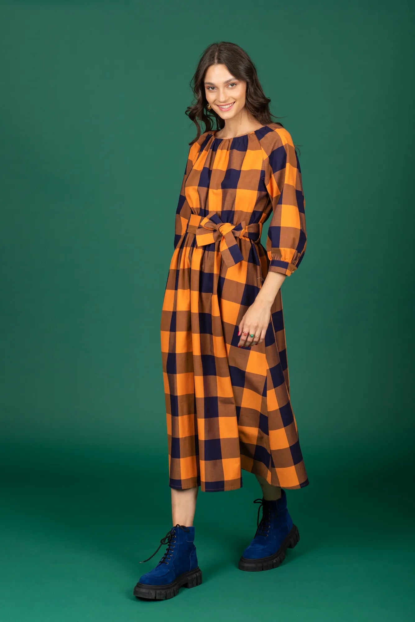 Checkered midi dress online