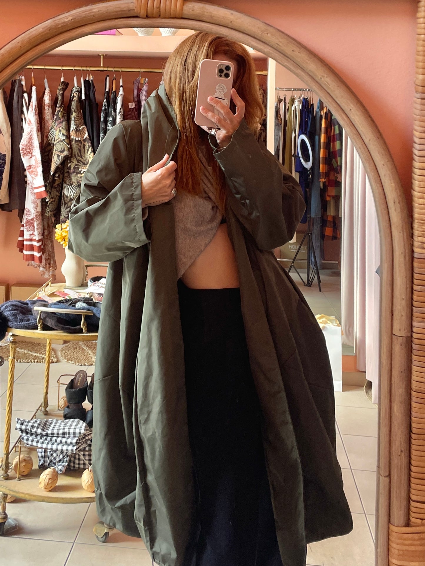 Oversized Hooded Raincoat - Khaki