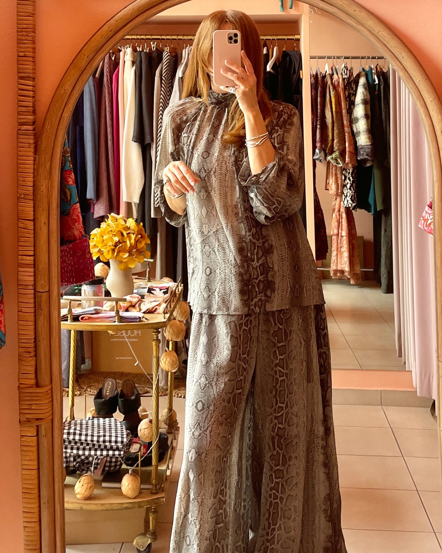 Sheer Oversized Blouse (Snake Grey)