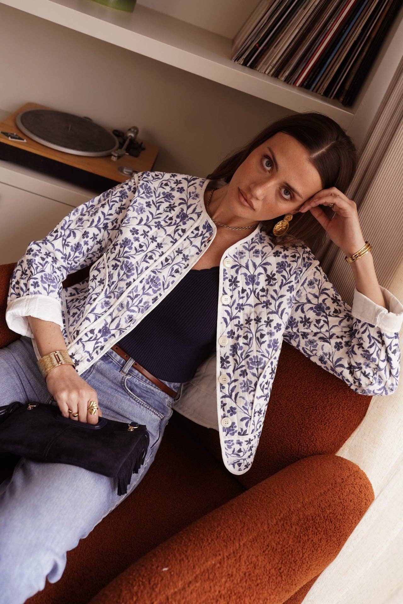 Sorina Jacket  (flowers blue)