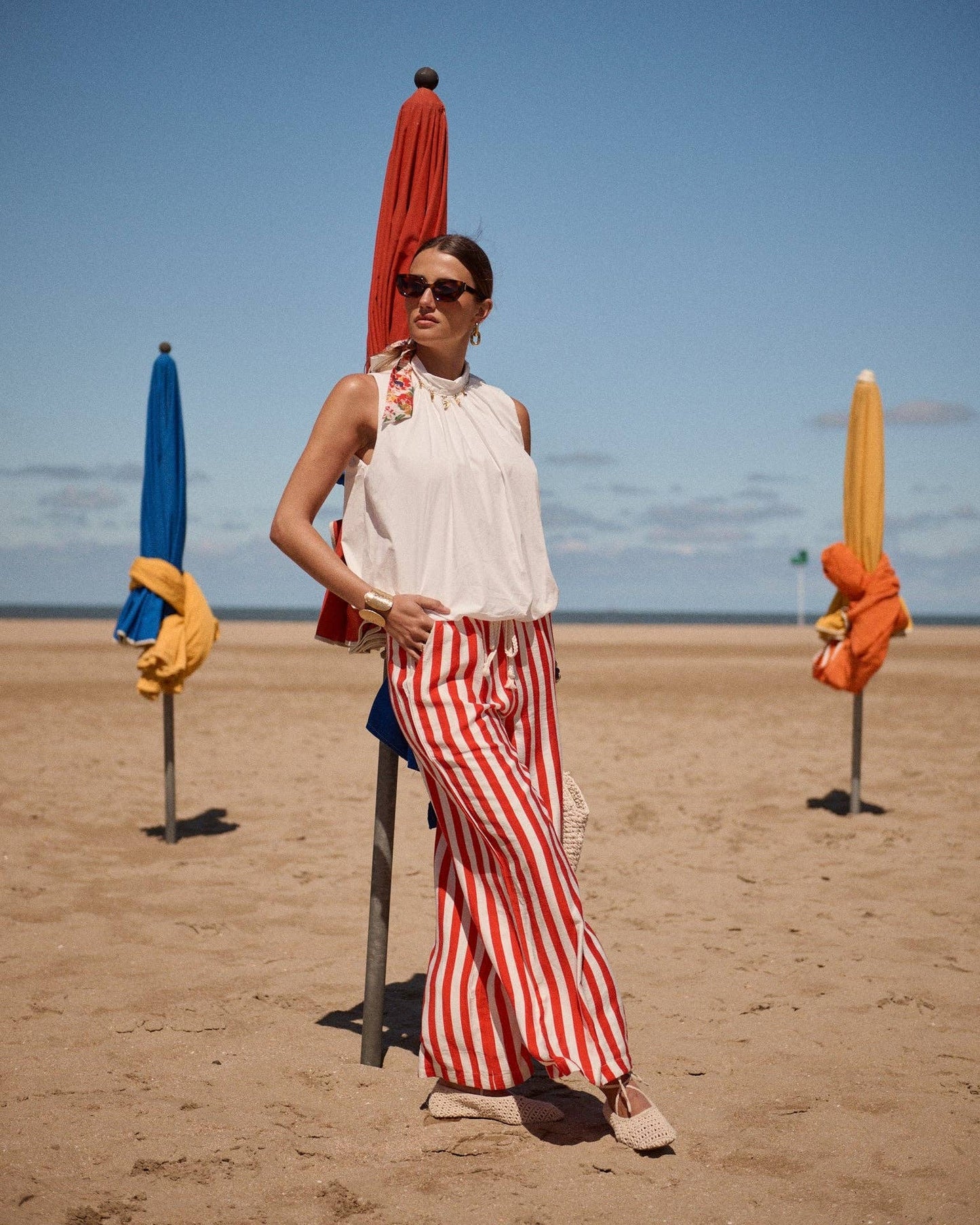 Bay Trousers (red/ivory stripes)