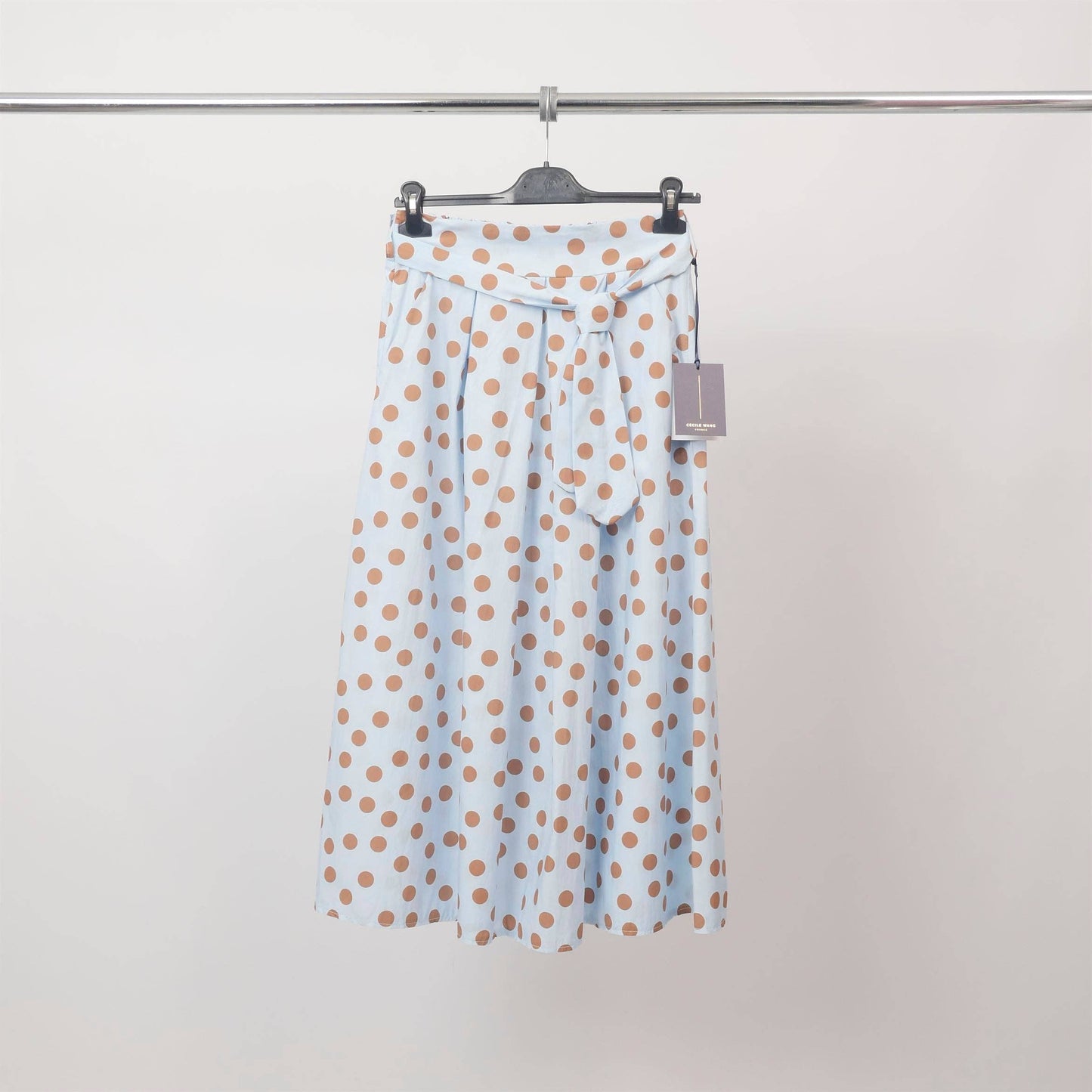 Polka Dot Midi Skirt (ciel)