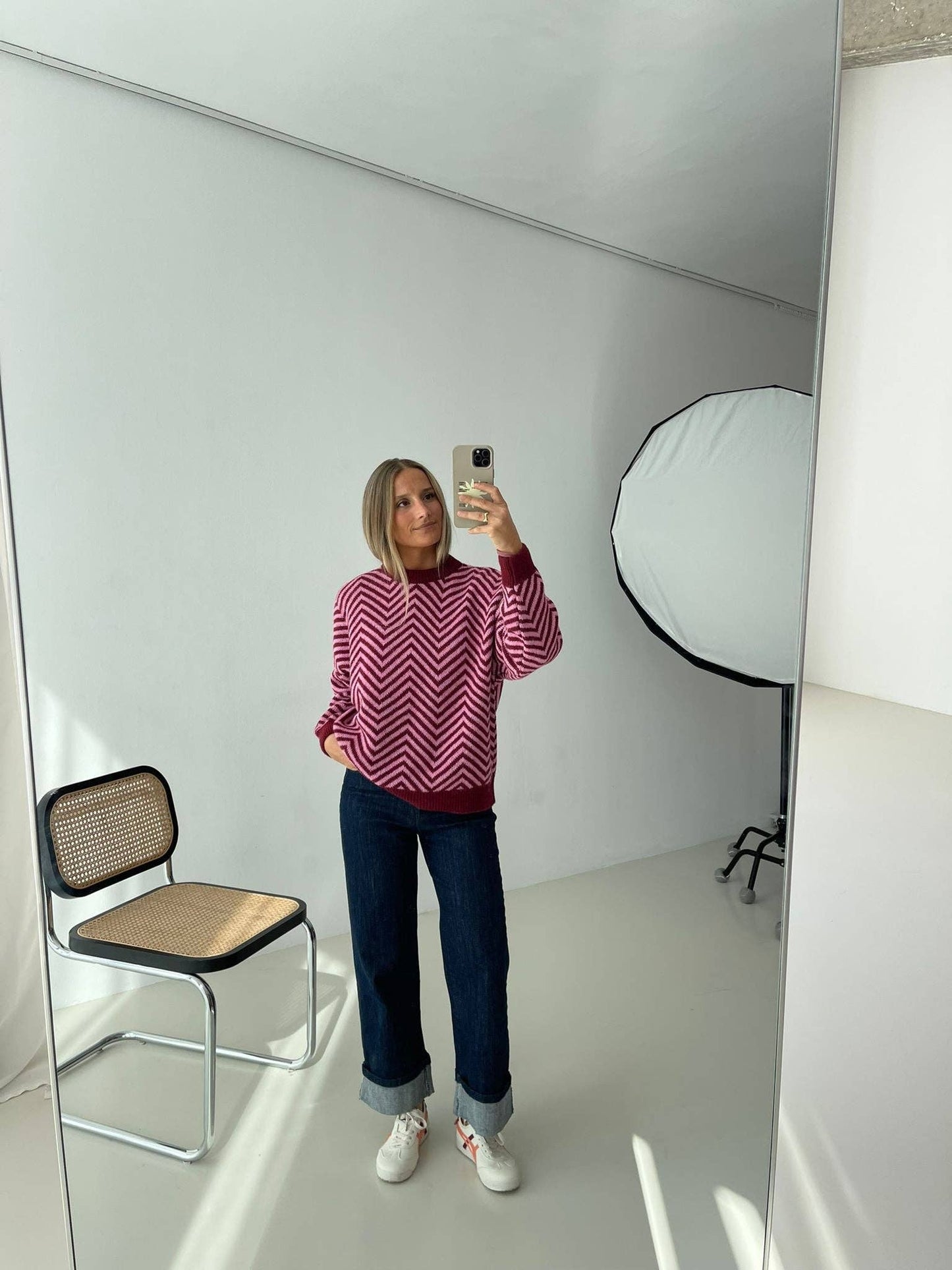 Leonor Knitted Sweater (Burgundy/Pink)