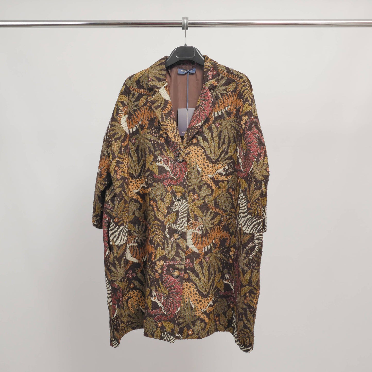 Long Printed Oversized Jacket – Jungle Khaki