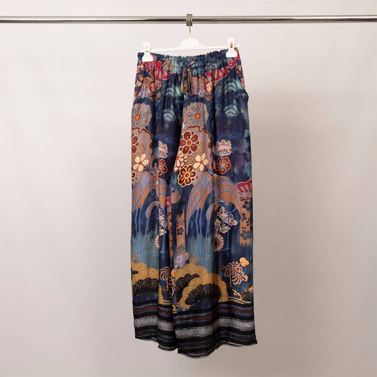 Printed Satin Pants (japan blue)