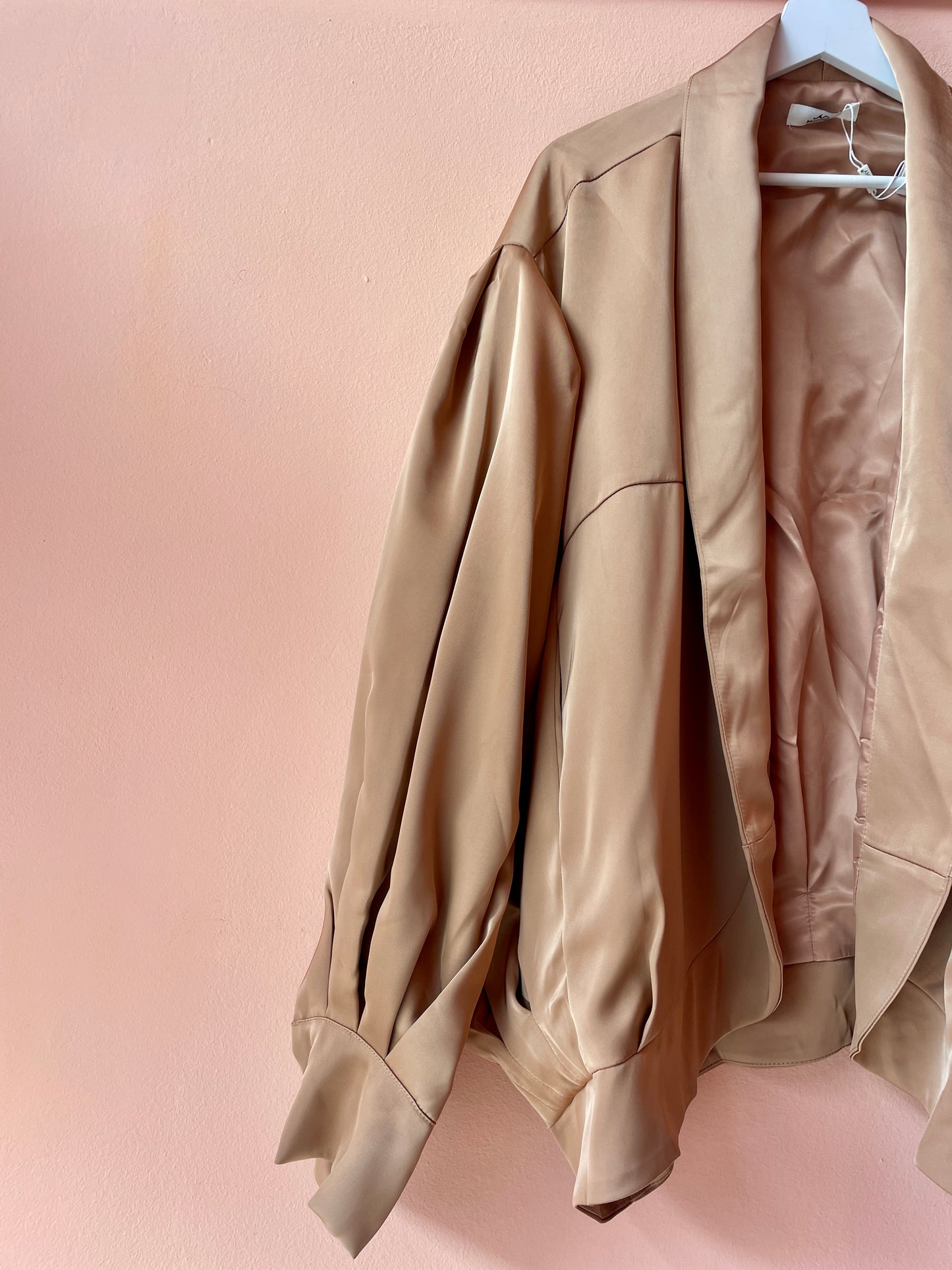 Oversized Satin Jacket (Camel)