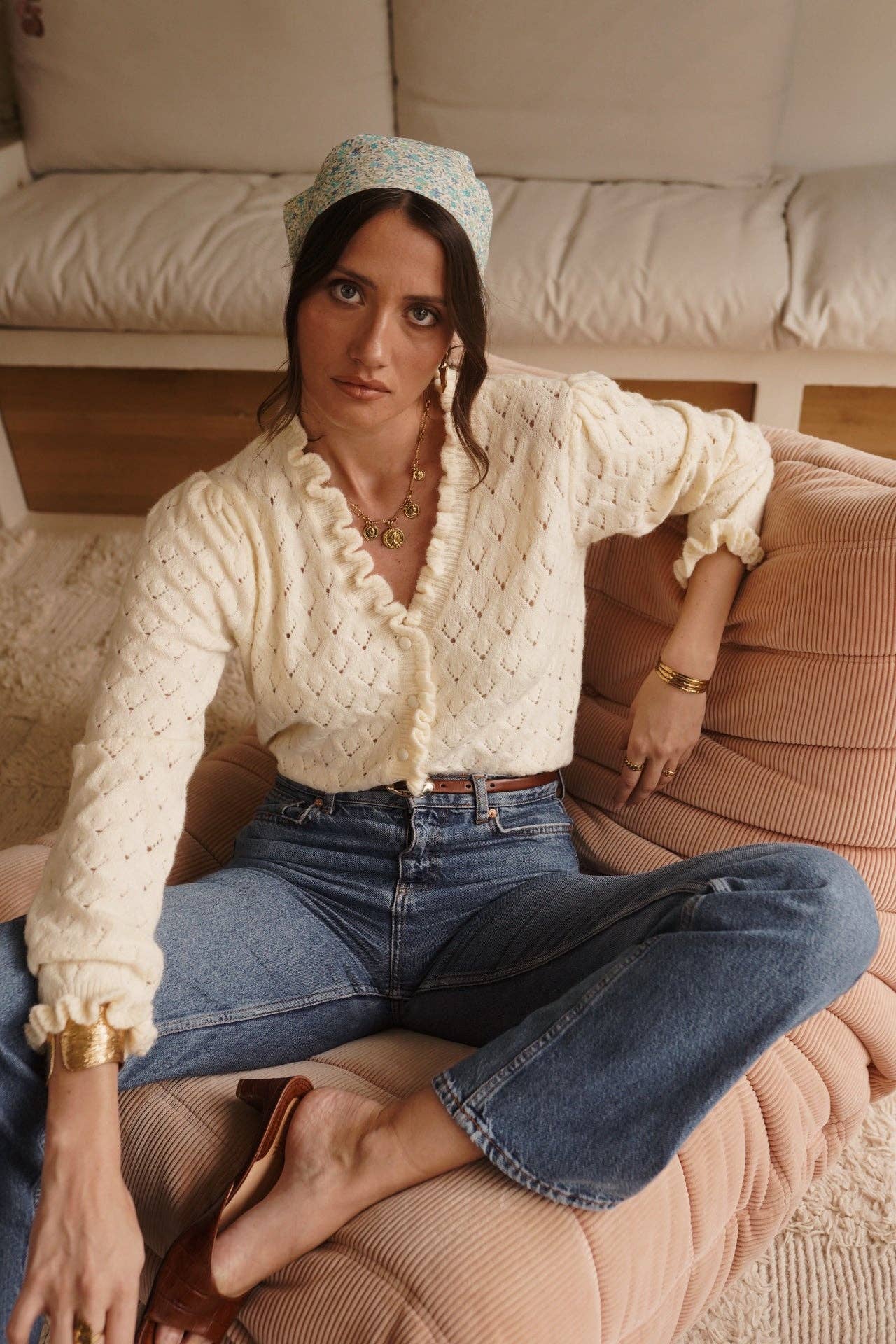 Knitted Cardigan Fluffy Clouds (beige)