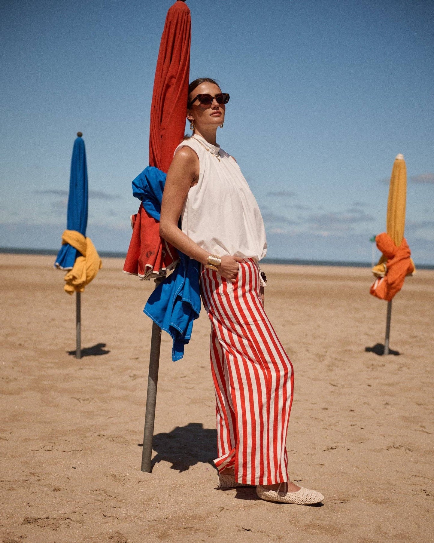 Bay Trousers (red/ivory stripes)