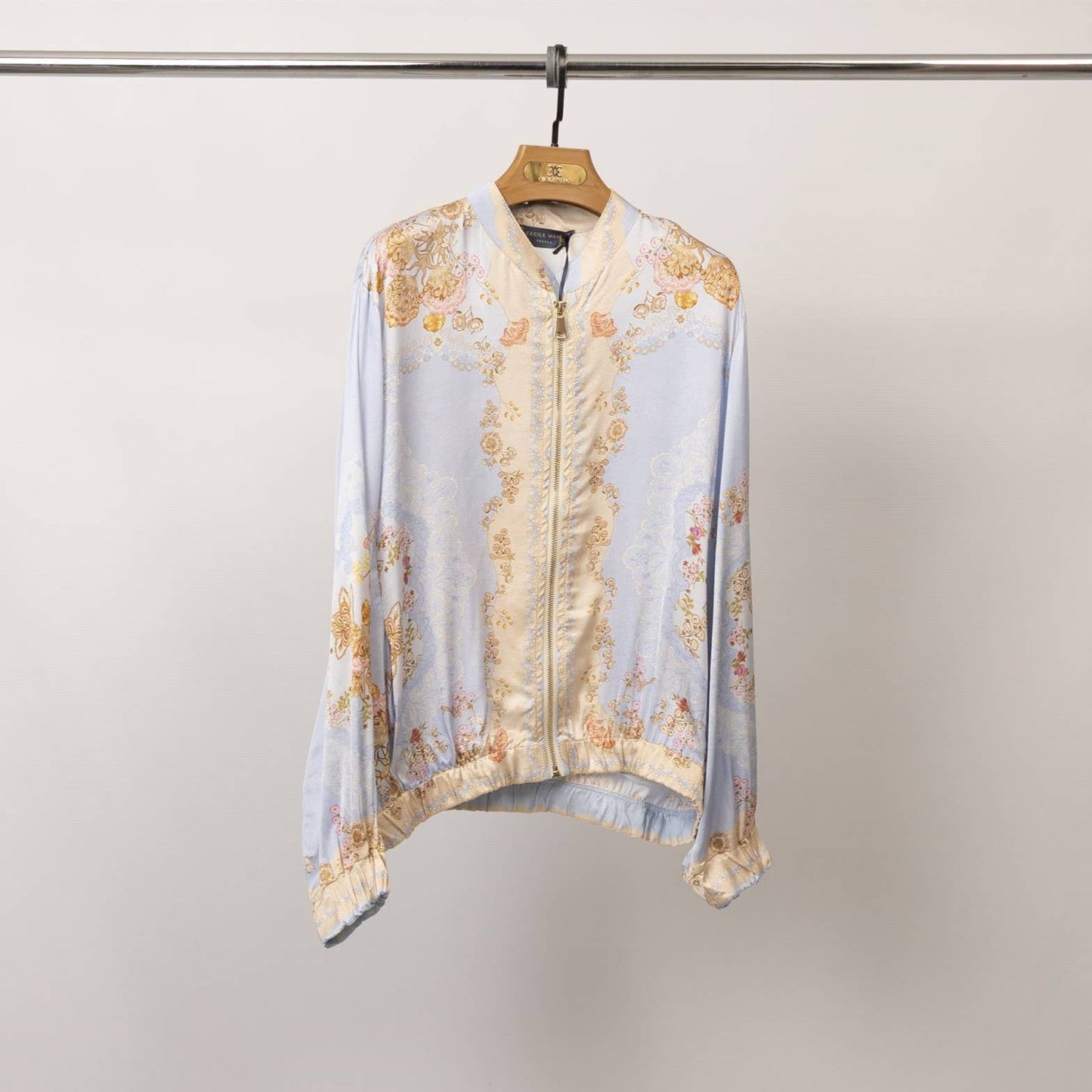 Satin Bomber Jacket with (sky blue)