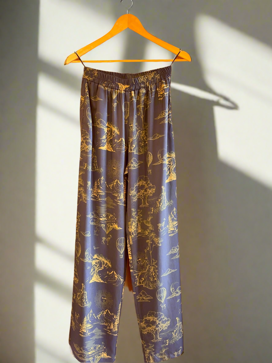 Printed Wide Pants (Toile Blue)