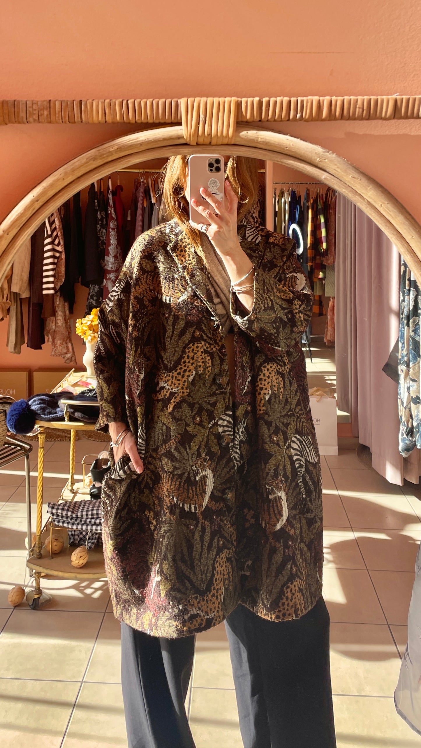 Long Printed Oversized Jacket – Jungle Khaki