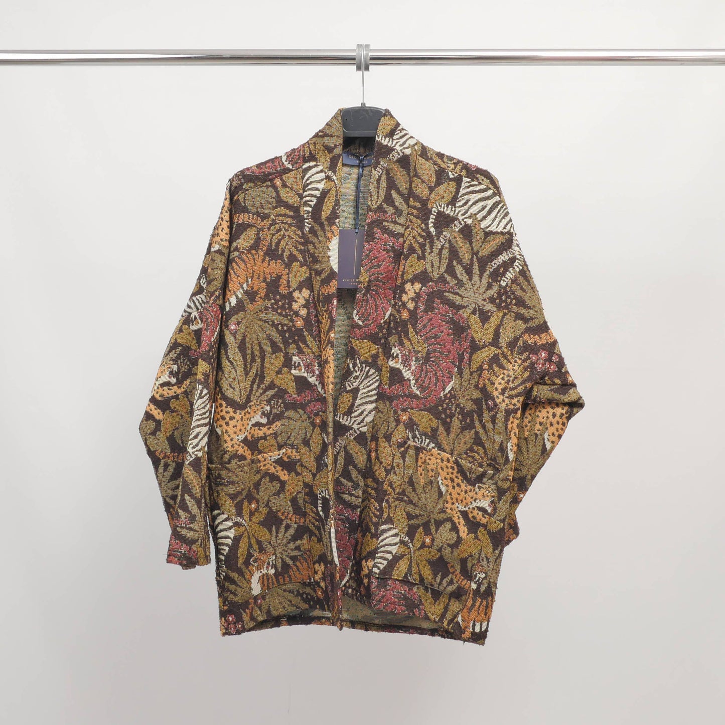 Oversized Short Jacquard Jacket - Jungle Khaki