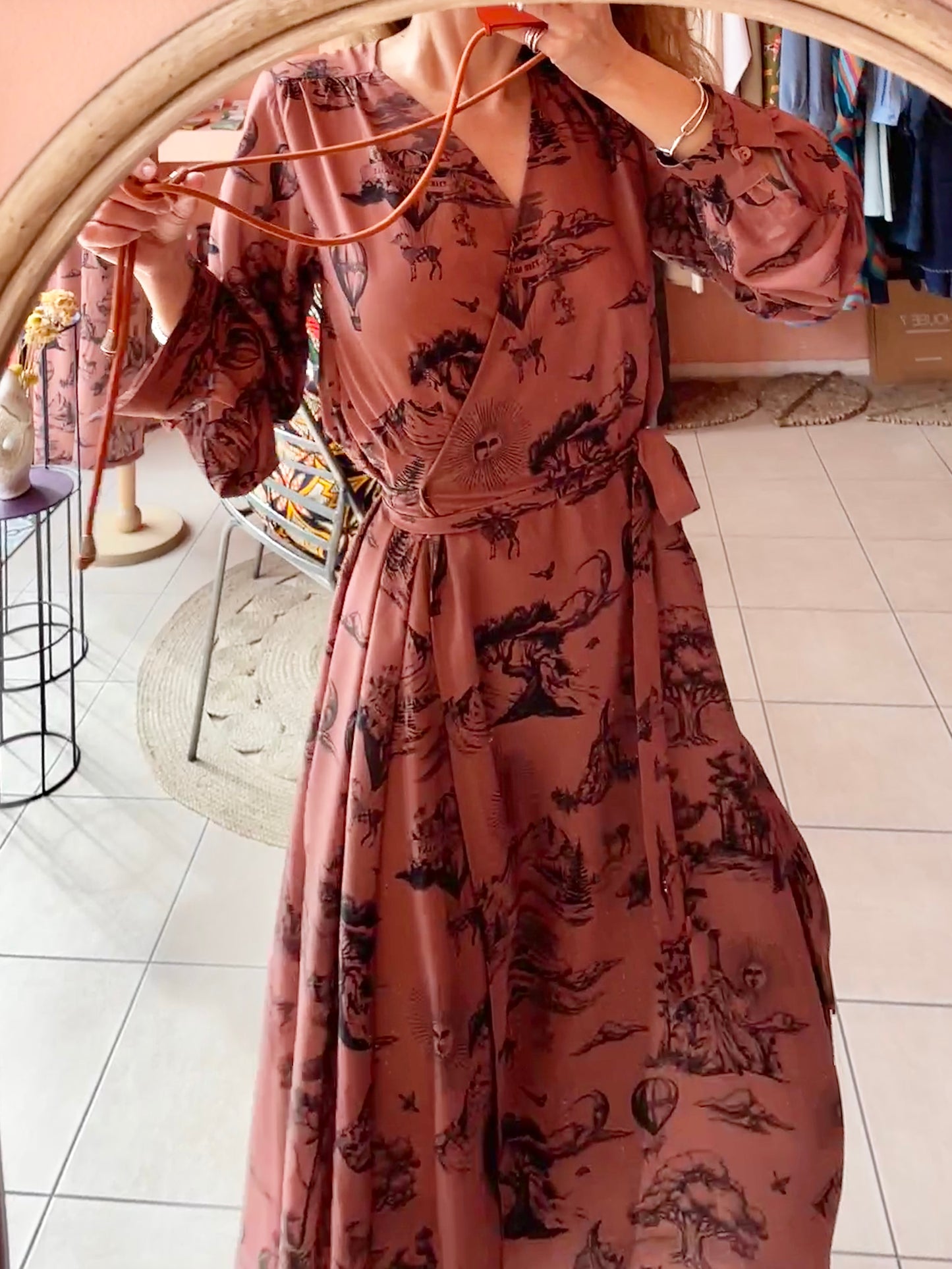 Midi Wrap Dress (Toile Brown)