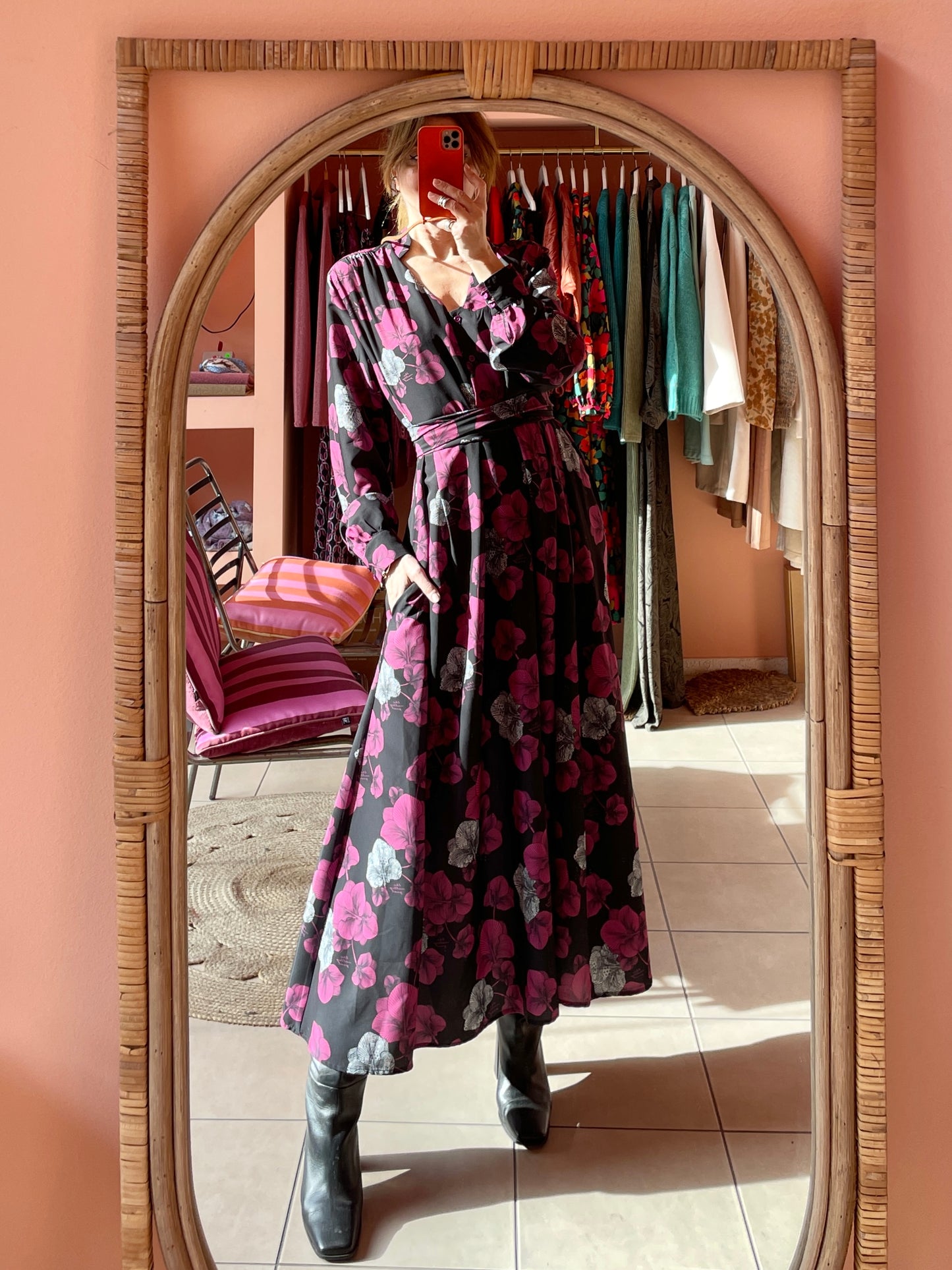 Grace Midi Dress (Magenta)