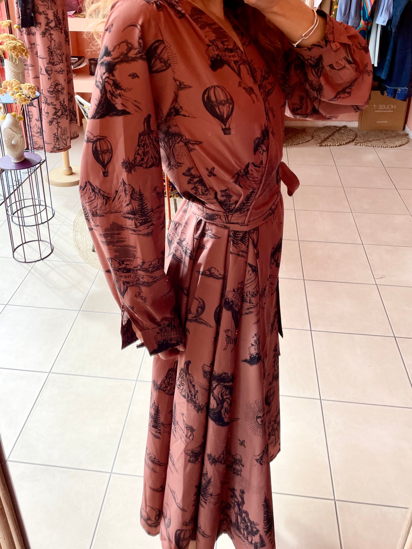 Midi Wrap Dress (Toile Brown)