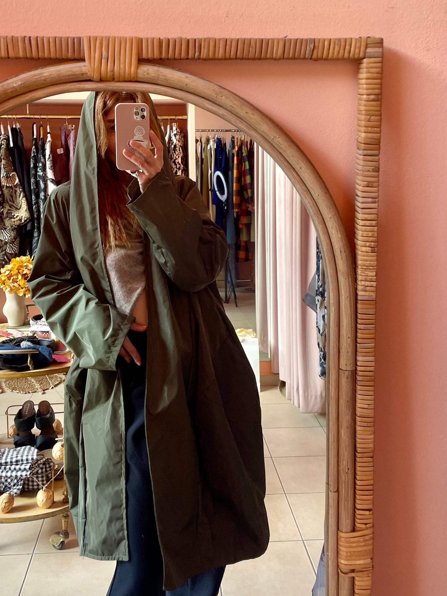 Oversized Hooded Raincoat - Khaki