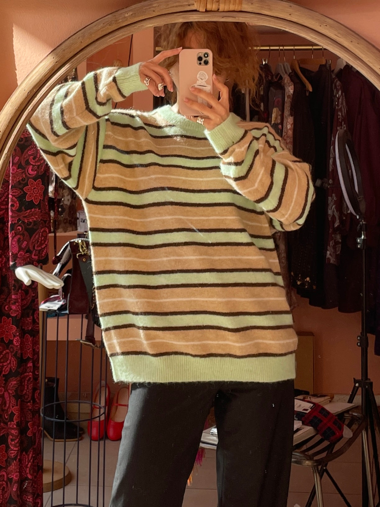 Striped Knitted Sweater (Mint)