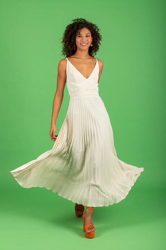 Gabriela Pleated Dress (vanilla)