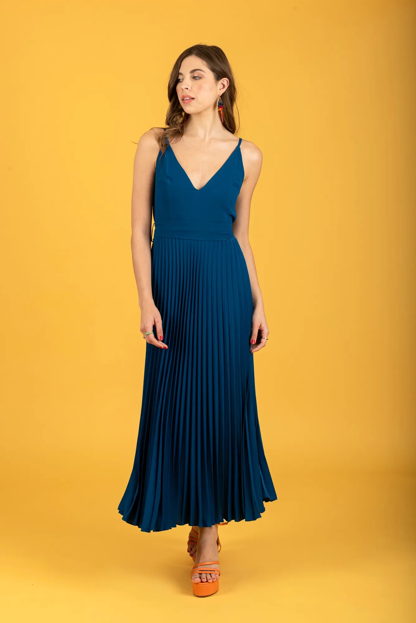 Gabriela Pleated Dress (blue)