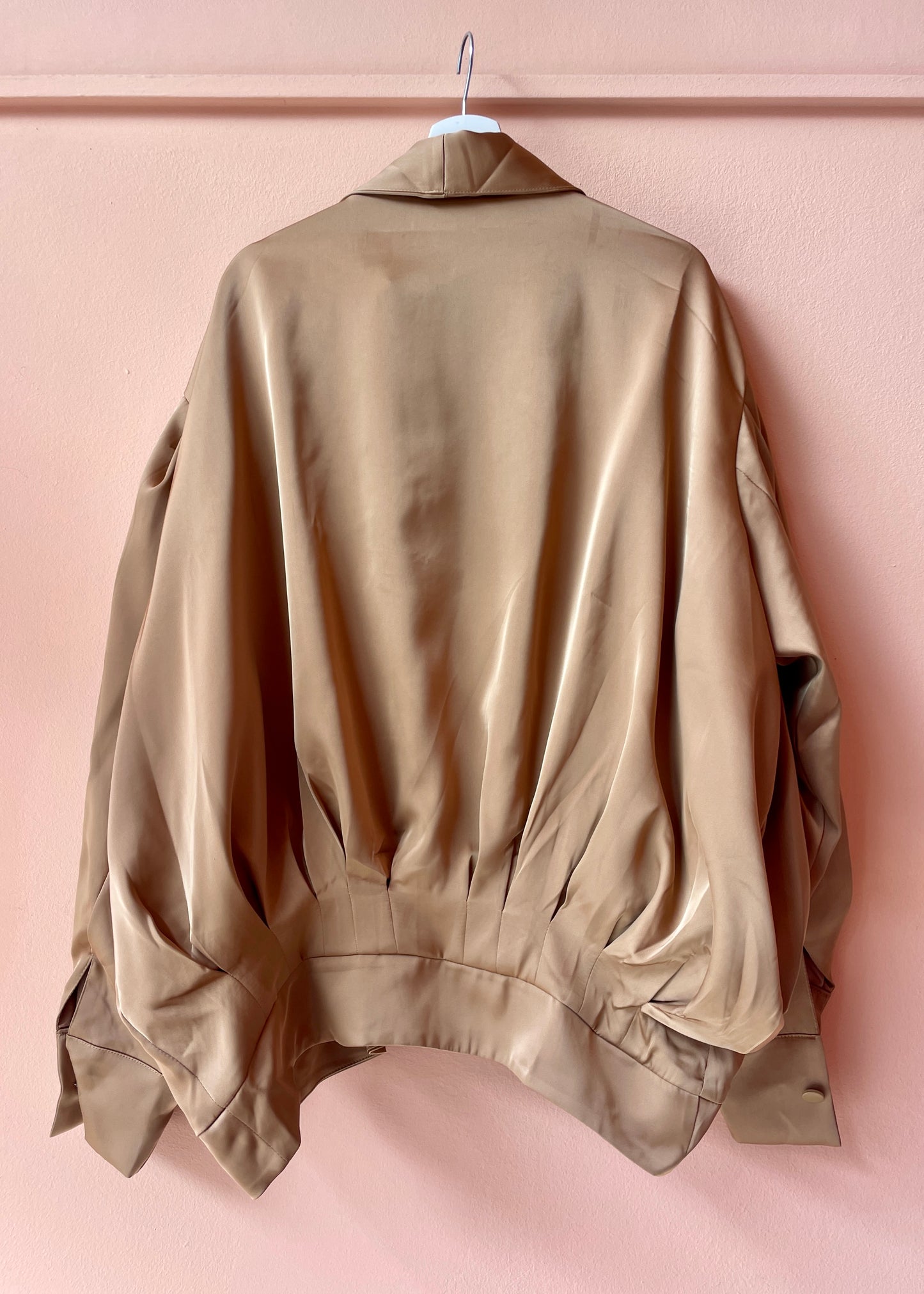 Oversized Satin Jacket (Camel)