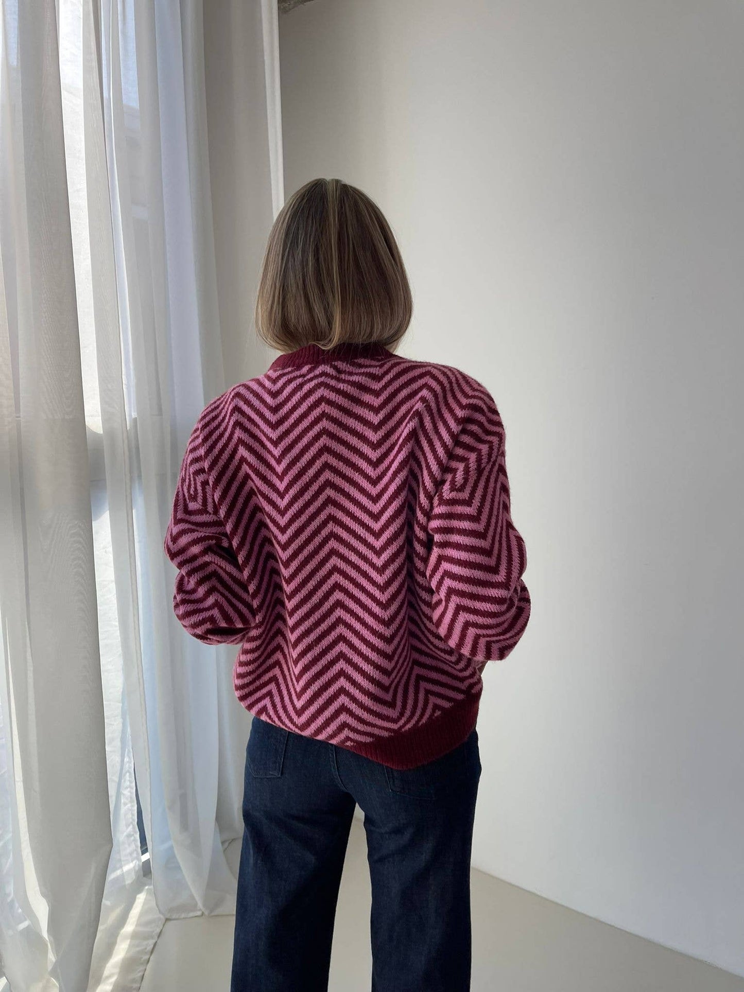 Leonor Knitted Sweater (Burgundy/Pink)