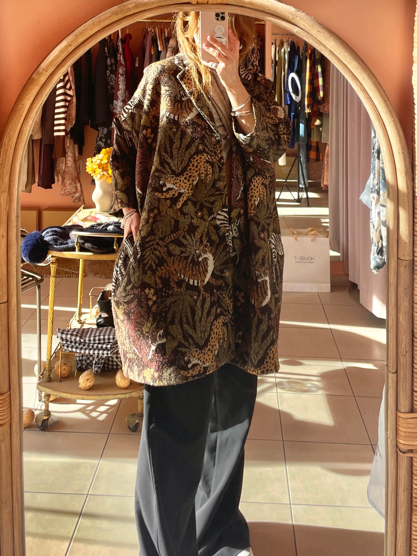 Long Printed Oversized Jacket – Jungle Khaki