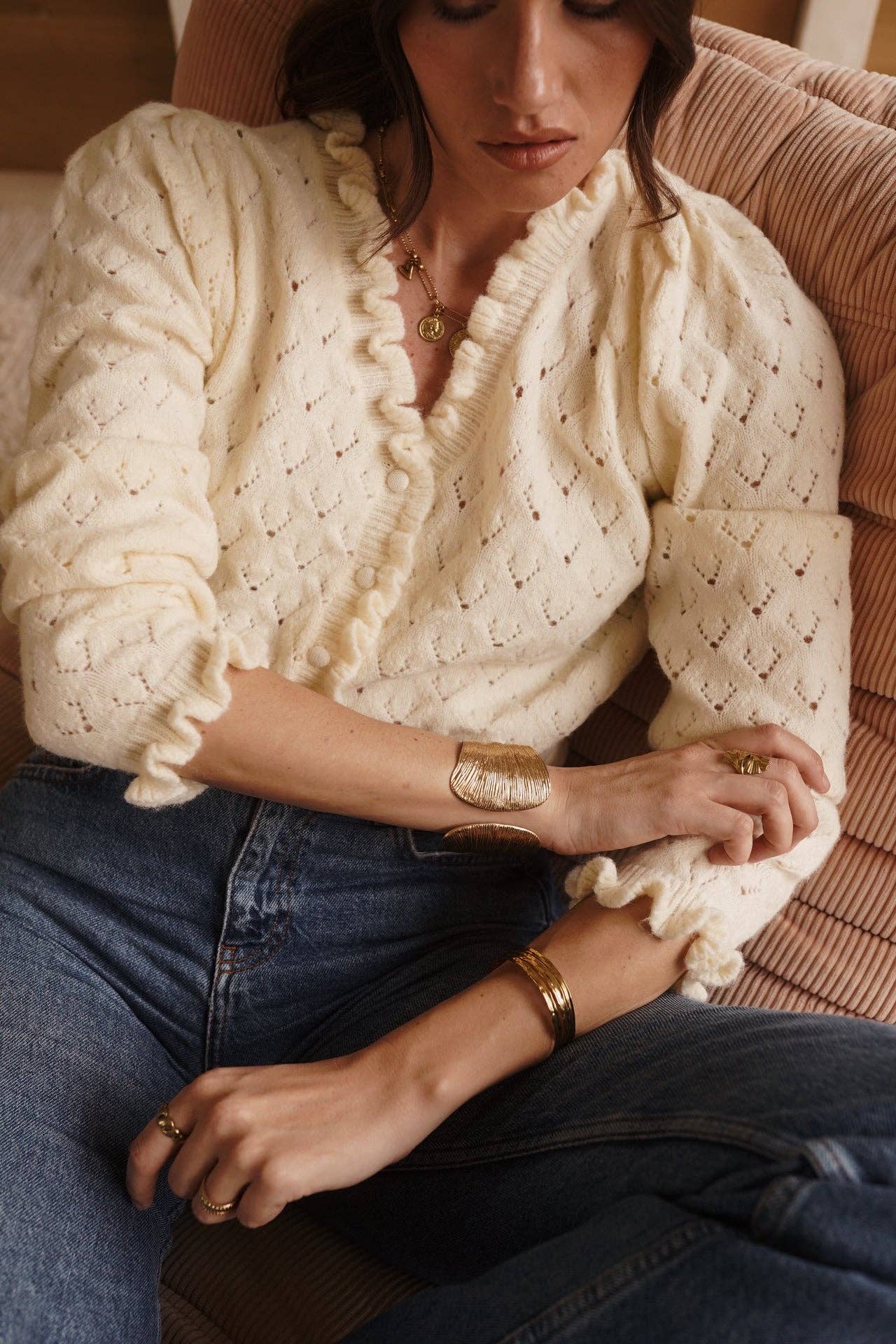 Knitted Cardigan Fluffy Clouds (beige)