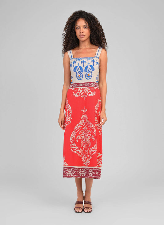 Oleny Long Dress (blue/red)
