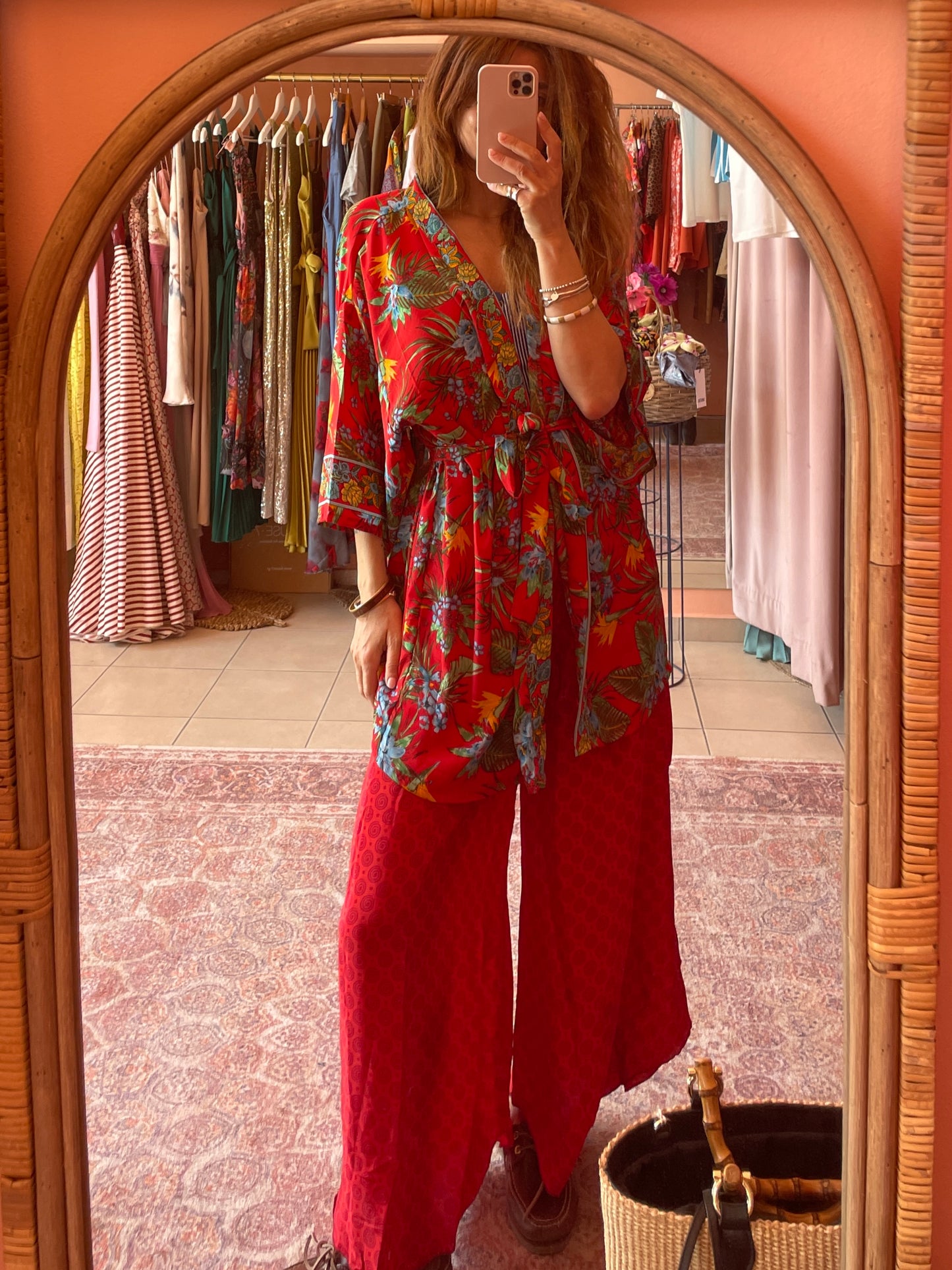 Silk Wide Pants (Red)