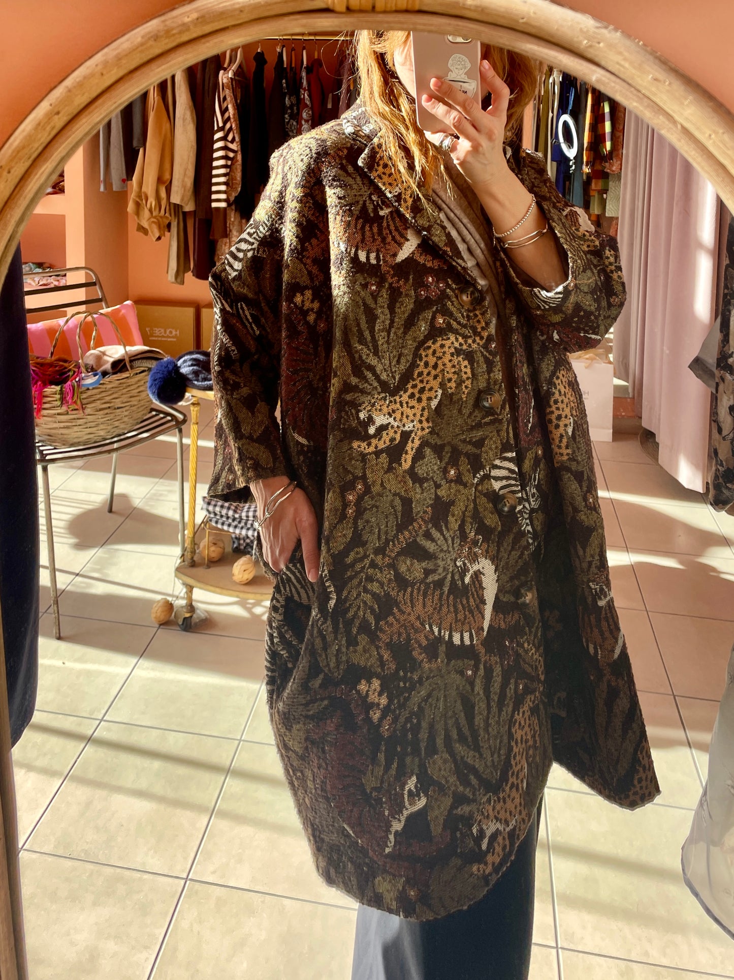 Long Printed Oversized Jacket – Jungle Khaki