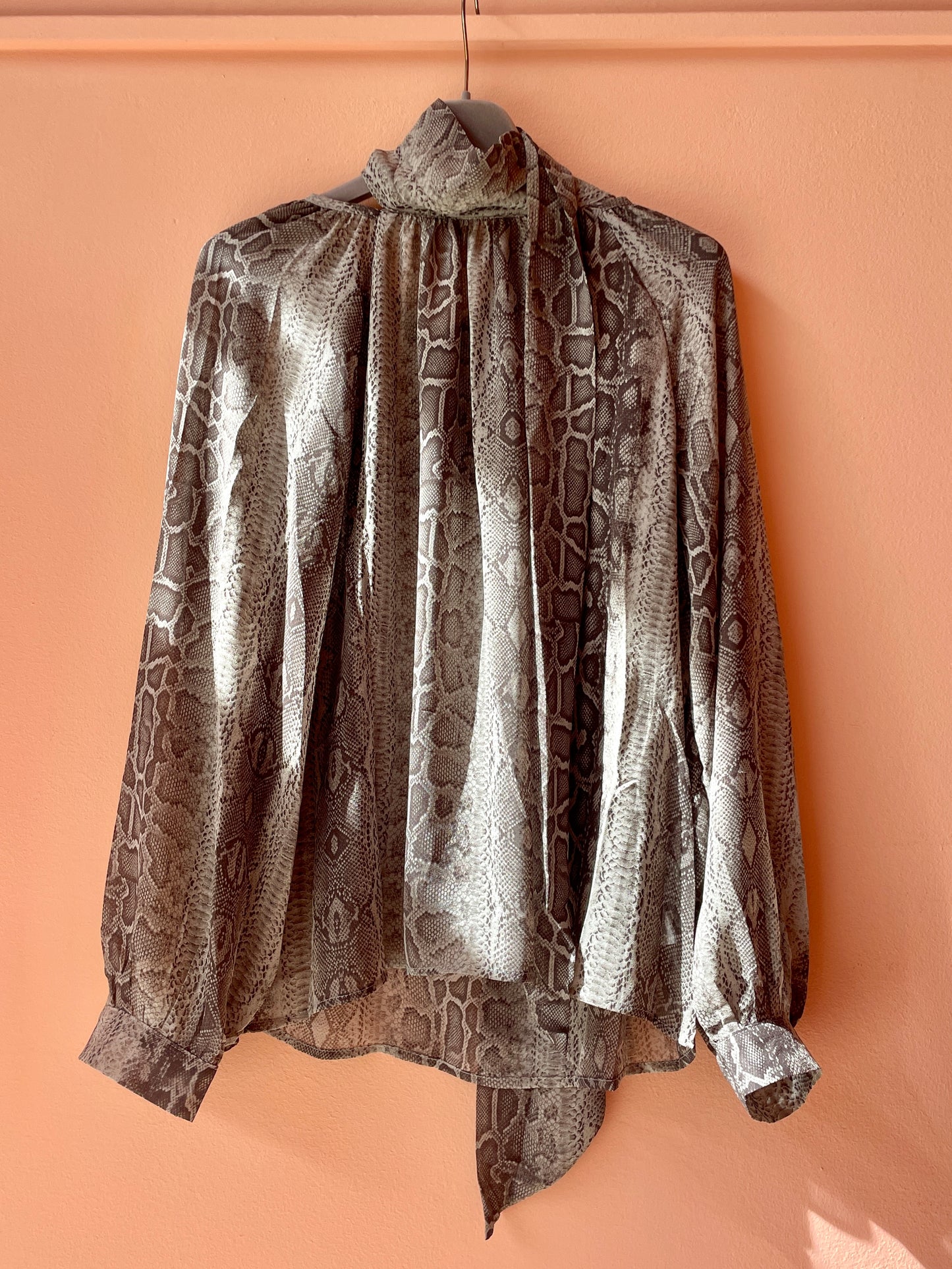 Sheer Oversized Blouse (Snake Grey)